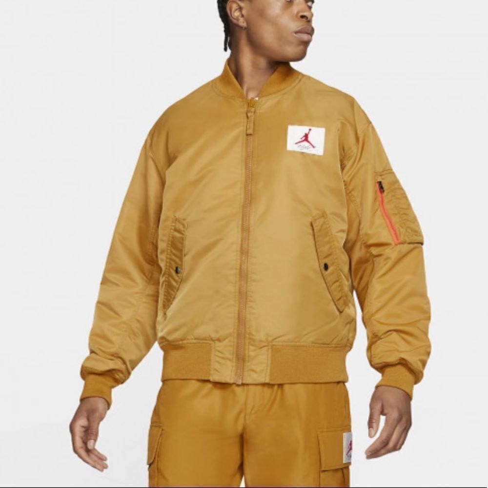 Jordan Flight MA-1 Reversible Men's Bomber Jacket mustard color size Large